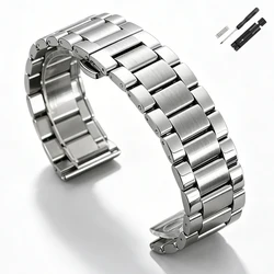 Elegant Stainless Steel Watch Band with Butterfly Clasp - Universal Fit Wrist Bracelet - 22mm (Silver)