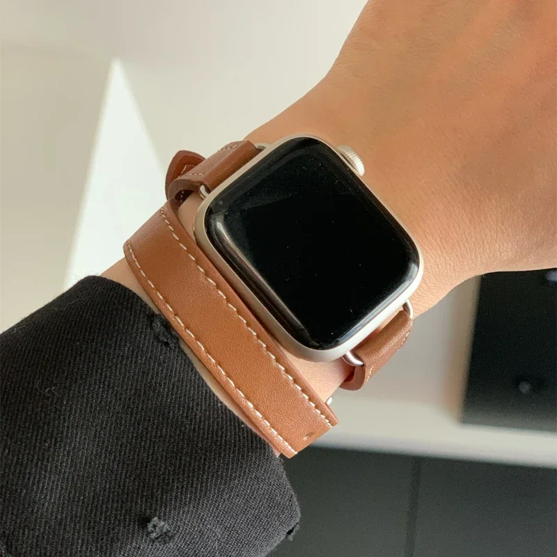 Premium Leather Strap Replacement for Apple Watch - Elegant and Durable Bracelet Accessory