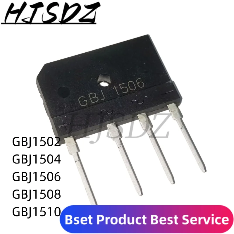 5 piezas Puente Rectificador plano, GBJ1502, GBJ1504, GBJ1506, GBJ1508