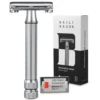 BAILI Butterfly Double Edge Safety Razor Stainless Steel Manual Reusable Wet Shave for Men Women with 5 Platinum Blades BRB4D-SI 1
