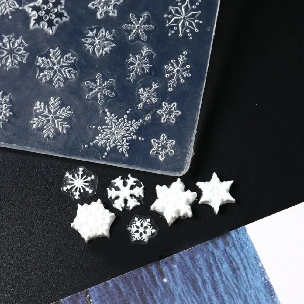 3D Nails Art Silicone Mold Pad Snowflake Snowman Santa Claus Nail Carving Manicure Tool Relief Winter Christmas Relief Mould DIY 2