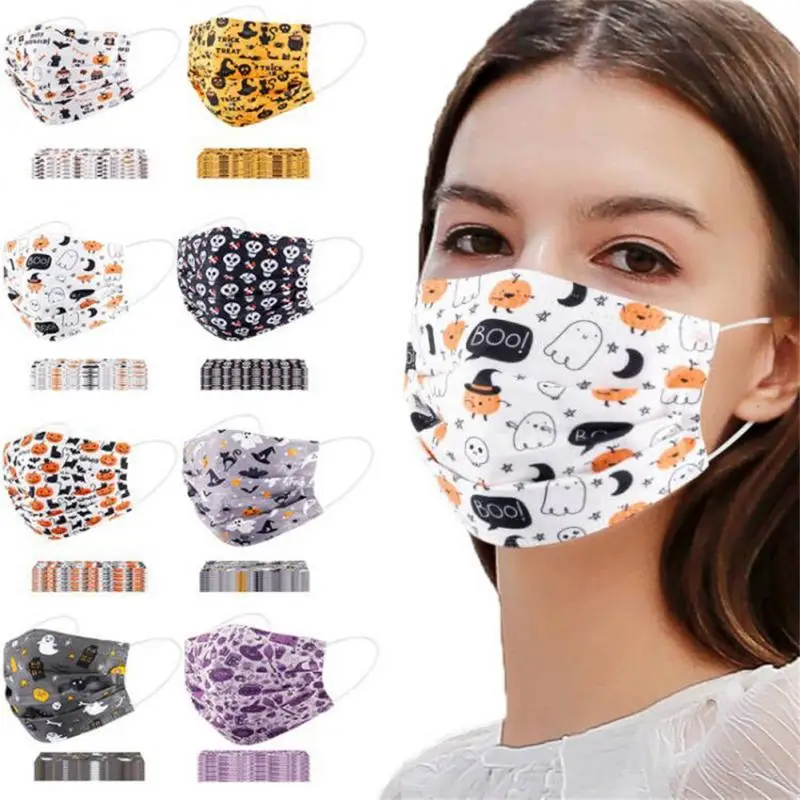 1~4SETS Disposable Print Mask For Adult Children's Face Mask 3-layer Breathable Safety Dust-proof 8 Style Outdoor Mask Health 6
