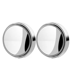2Pcs Round Convex Blind Spot Mirror - 360° Adjustable Wide - Angle Rearview (Silver set)
