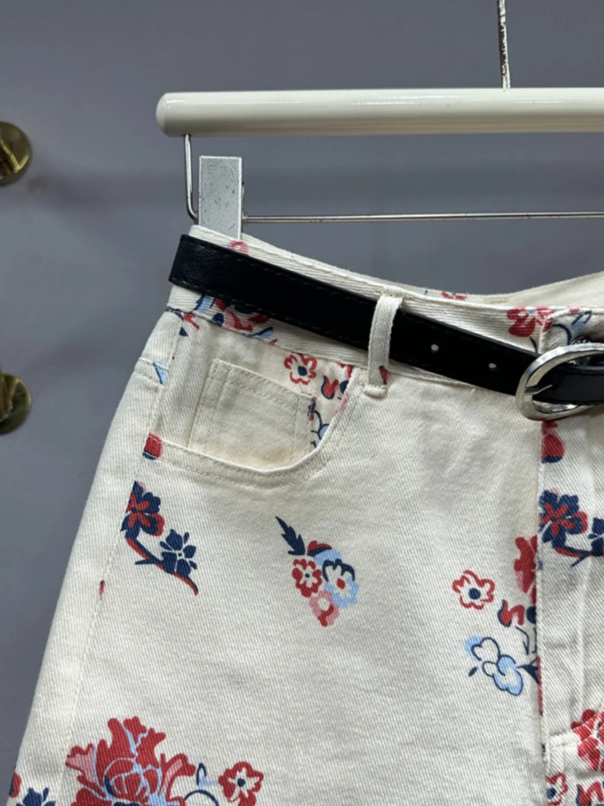 Wide Leg Straight Jean Middle Pants for Women 2024 Spring and Summer New Woman Loose Slimming Printed Denim High Waisted Shorts