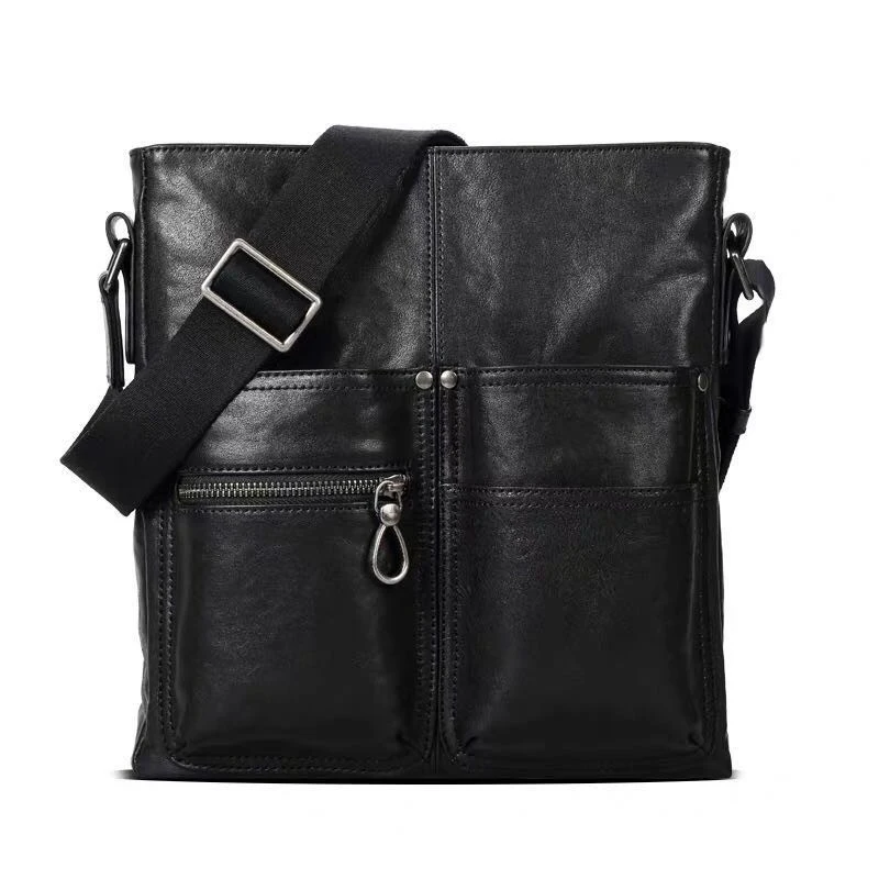 

AETOO New business casual men's single shoulder crossbody bag simple fashion men's baotou layer cowhide vertical bag tide