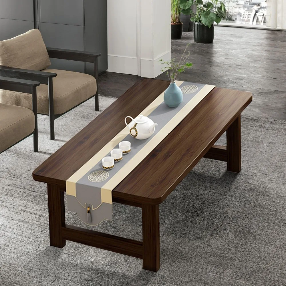 Foldable Japanese Floor Table, Folding Low Coffee Table, No Assembly Tea Table for Sitting On The Floor, Modern Wood Altar Table 2