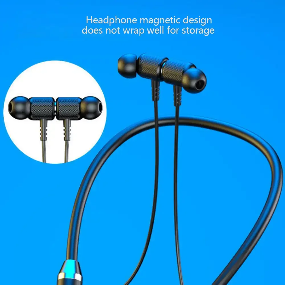 Bluetooth 5.0 Wireless Headphones Neckband Earphones Silicone Hifi 9D Stereo Sports Headset Halter Waterproof Magnetic Earbuds 5