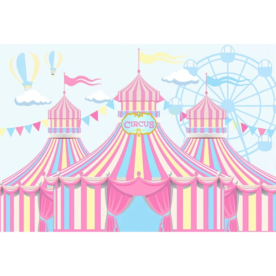 MEHOFOND 7x5ft Rood Circus Carnaval Fotografie Achtergrond Tent Vlaggen Sterren Kids Verjaardagsfeestje Portret Decoratie Banner Foto Benodigdheden