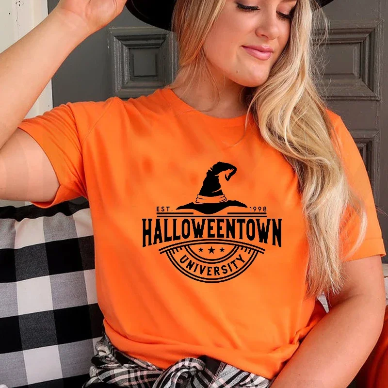 

Halloweentown University Halloween Party Clothes for Women Harajuku High Quality T Shirts Female Graphic Tee Witch Clothing Tops