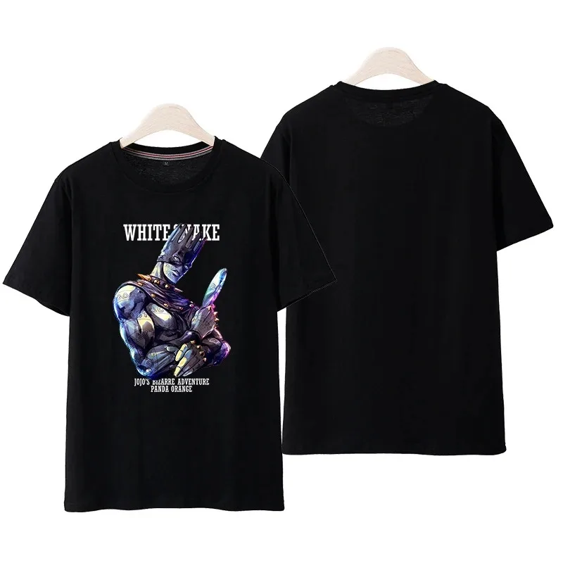 Jojo Bizarre Adventure-Camiseta De Cobra Branca Para Homens E Mulheres, Camiseta Anime Com O Pescocuo, Manga Curta, Camisetas