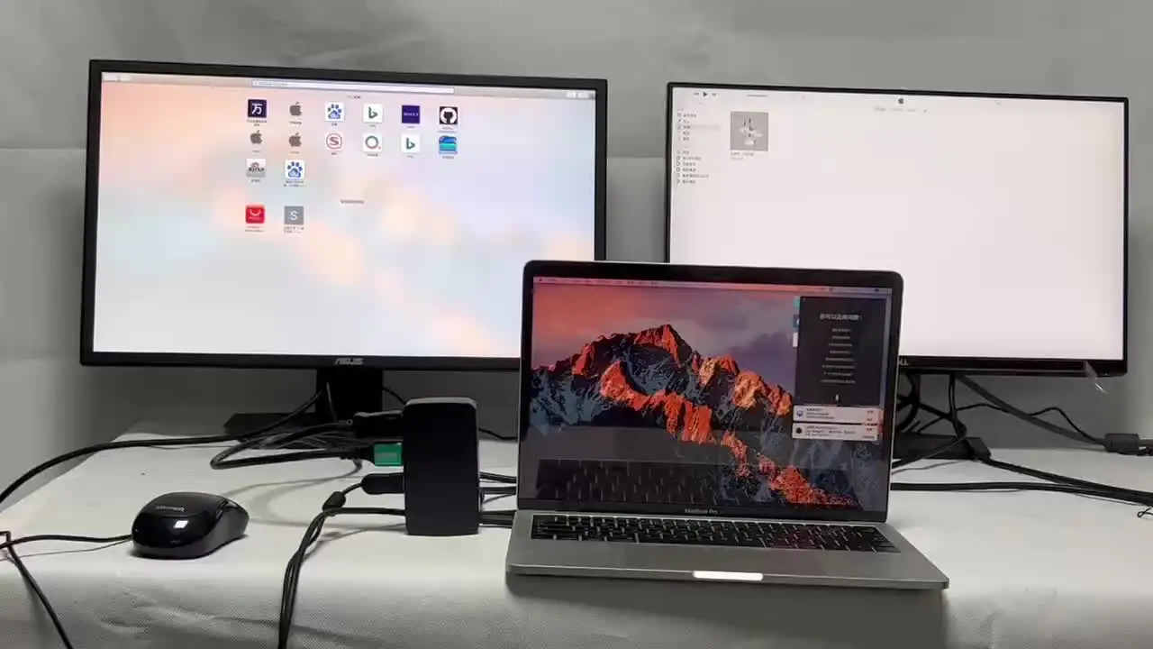 Thunderbolt Dock Dual Monitor, BolAAzuL Dual 4K 60Hz Thunderbolt 3 Dock Hub, Hub 4 in 1 MST con cavo Thunderbolt integrato DisplayPort 1.2+HDMI 2.0+RJ45+USB 3.0 Hub