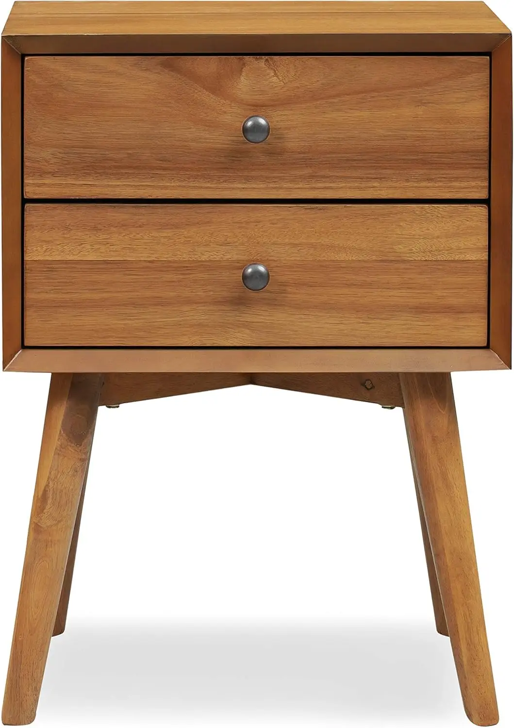 Edgemod Mid-Century Modern Nightstand – Solid Wood Bedside Table with 2 Drawers Acorn Walnut Finish 23.5" Tall