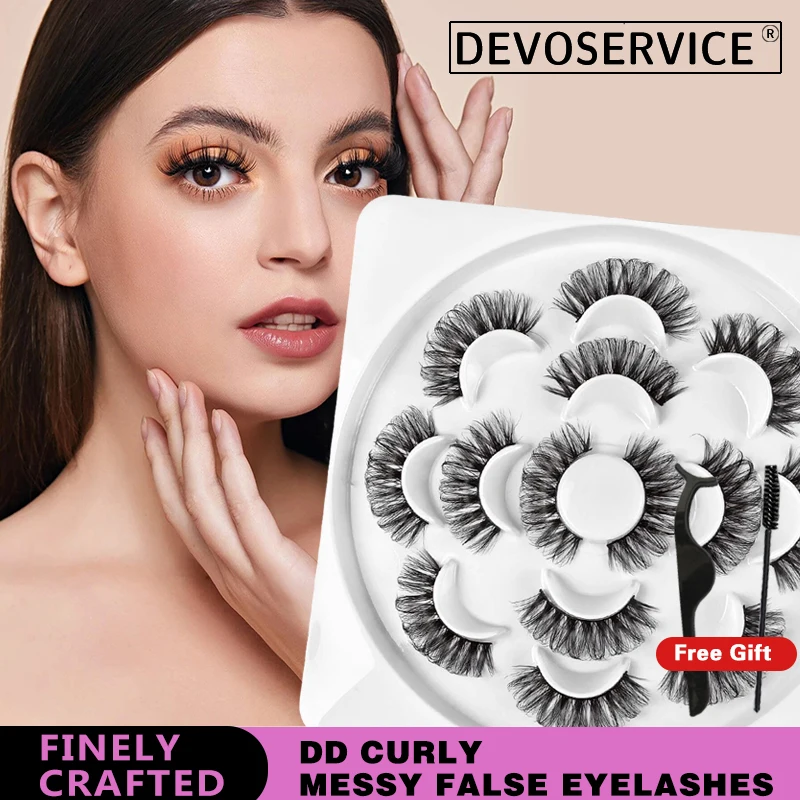 7 Pairs Lashes DD Curl Russian Lashes 3D Faux Mink Eyelashes Reusable Fluffy Strip Lashes Eyelashes Extensions Makeup Wholesale acrylic eyelashes lashes display palette extensions pallet