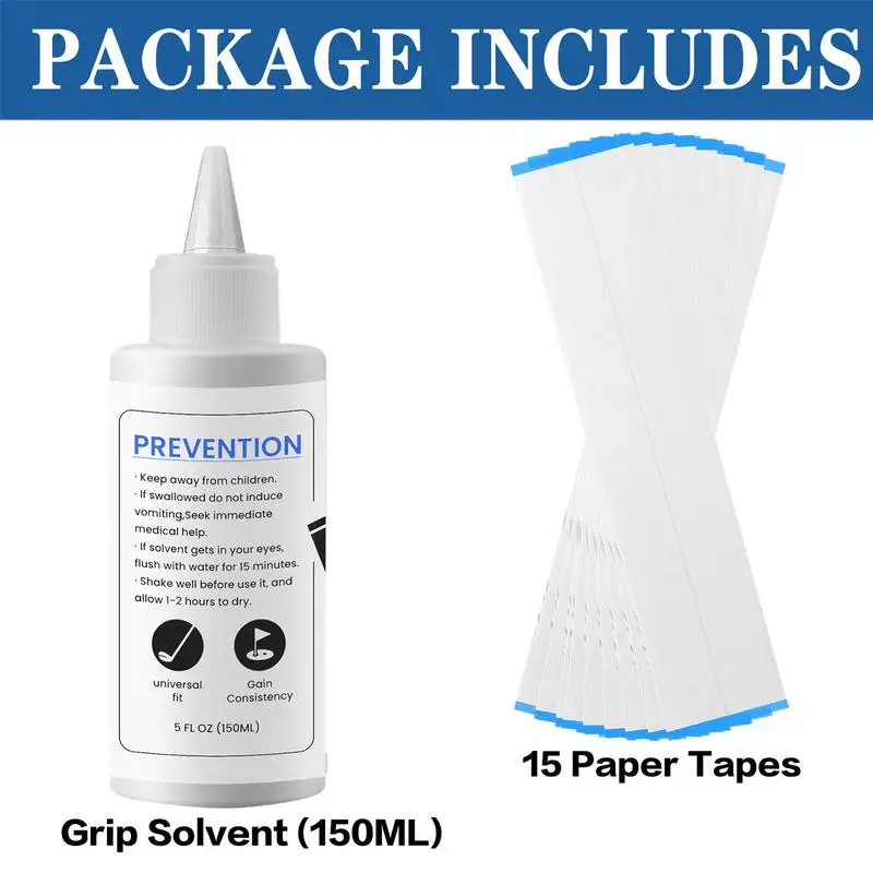 Golf Club Regripping Kits Grip Tape Strips 5oz Grip Solvent 15 Paper Tapers Regripping Golf Clubs Tool For Golf Wedges Repair 4