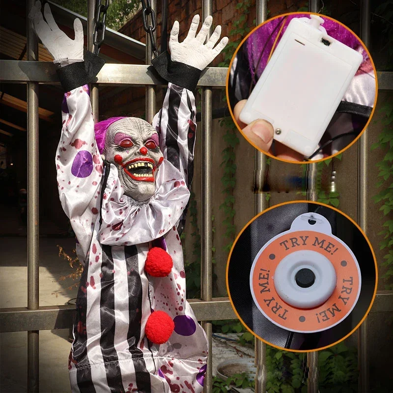 Halloween Witch Ghost Decor Horror Pendant Glowing Prank Props Electric Toys Haunted House Bar Club Home Festival Decoration