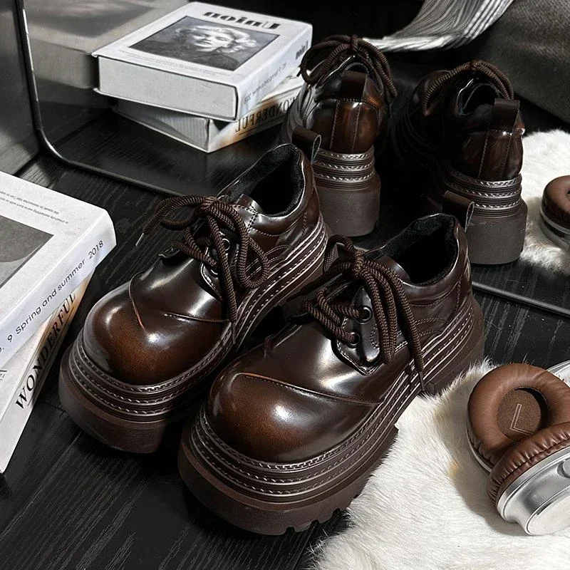2025 Spring Women JK Mary Jane Shoes Fashion Lace Up Shoes Vintage Platform Elegant Thick Heel Shoes 3
