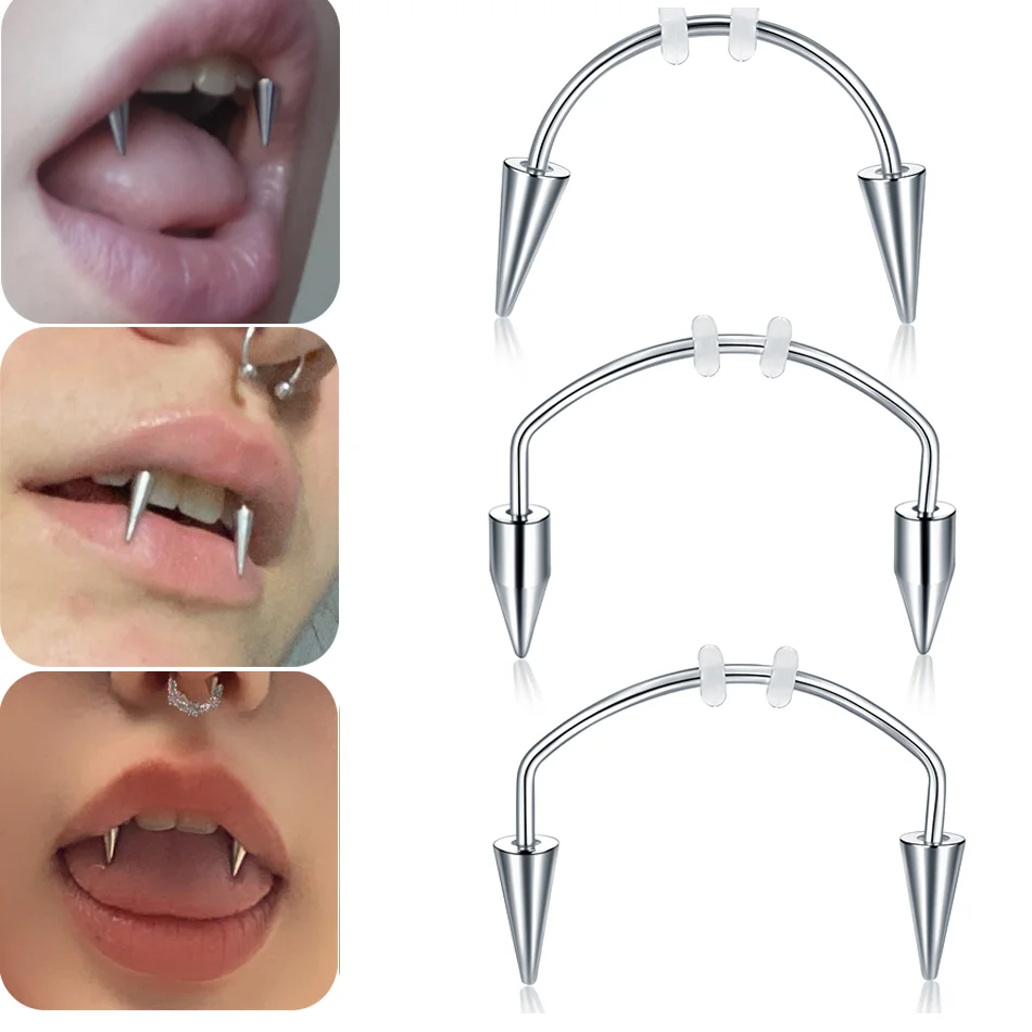 1PCStainlessSteelDraculaNailSmileyPiercingBodyJewelrySeptum