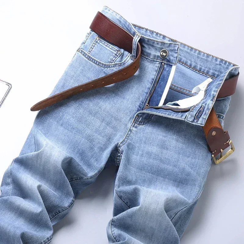 

2024 Men's Luxury Classic Style Autumn Thick or Thin for Summer Materail Men Jeans Business Stretch Denim Male Trousers