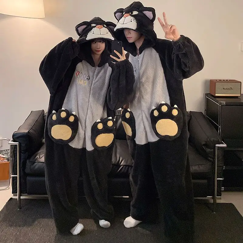 thumbnail image 2 of Innewgogo Cartoon Starry Cat Blue Pattern Unisex Zip Up One 2 of 14