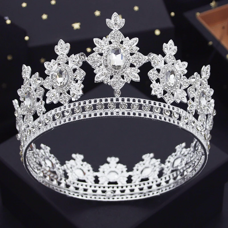 Green Crystal Wedding Crown Bride Tiaras and Crowns For Queen Diadem Pageant Crown Bridal Hair Jewelry Accessories