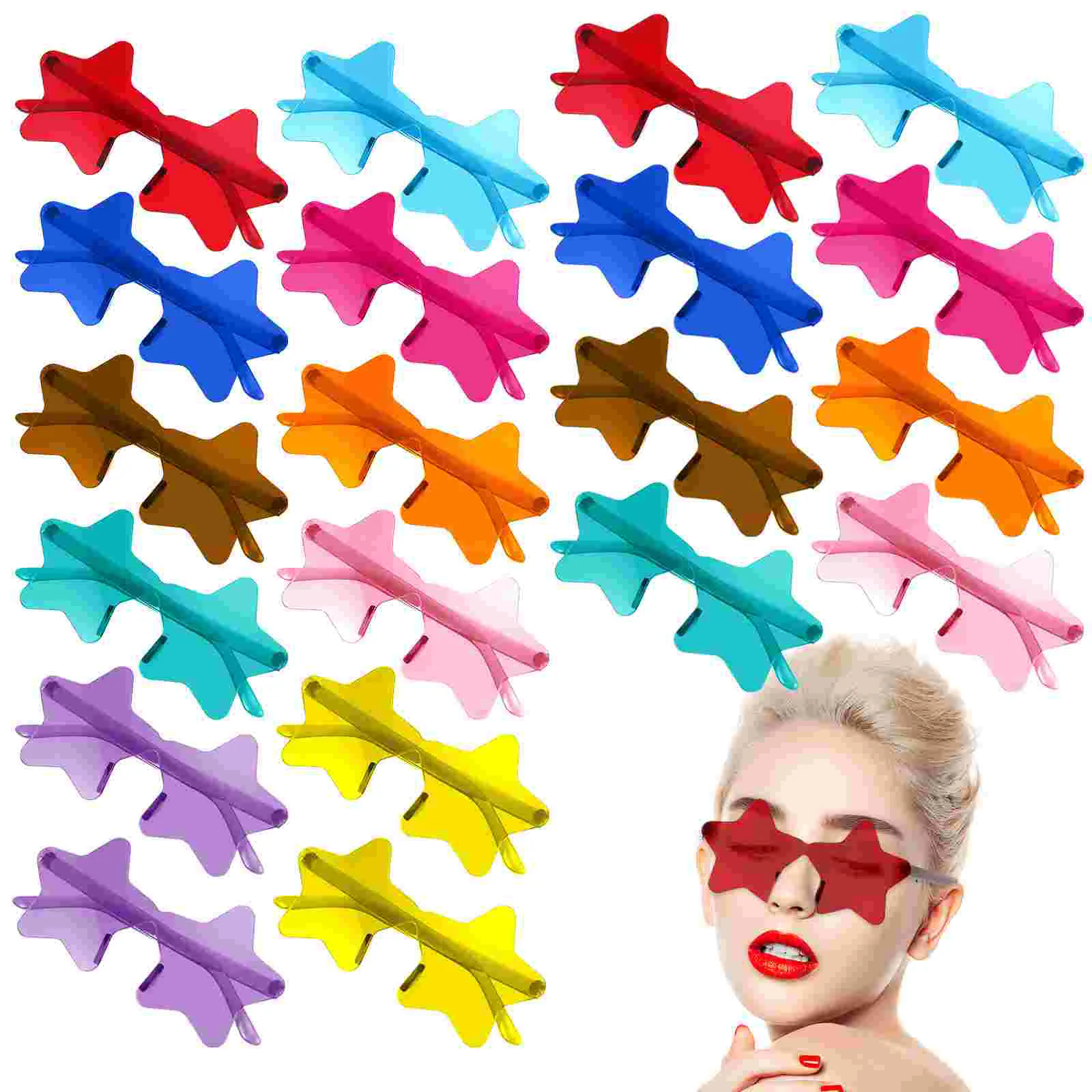 

Star Sunglasses 20Pcs Star Party Glasses Rimless Party Funky Sunglasses Transparent Candy Colour Glasses