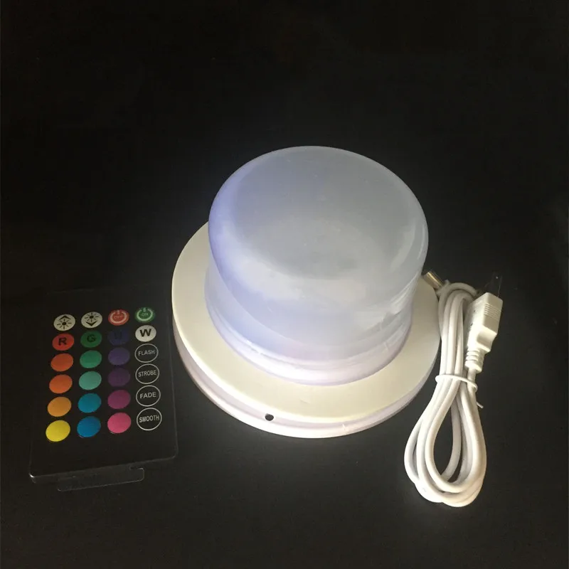 24keys Remote controlled Rechargeable RGBW Light base Waterproof LED module Furniture mood Light Enhancer UnderTable (Dia.)117mm