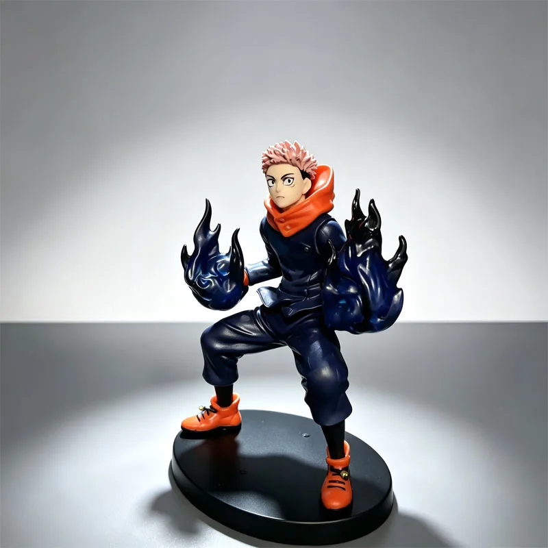 Jujutsu Kaisen Itadori Yuji Action Figure with Black Flame Effect - Anime Statue Collectible Desk Ornament Gift