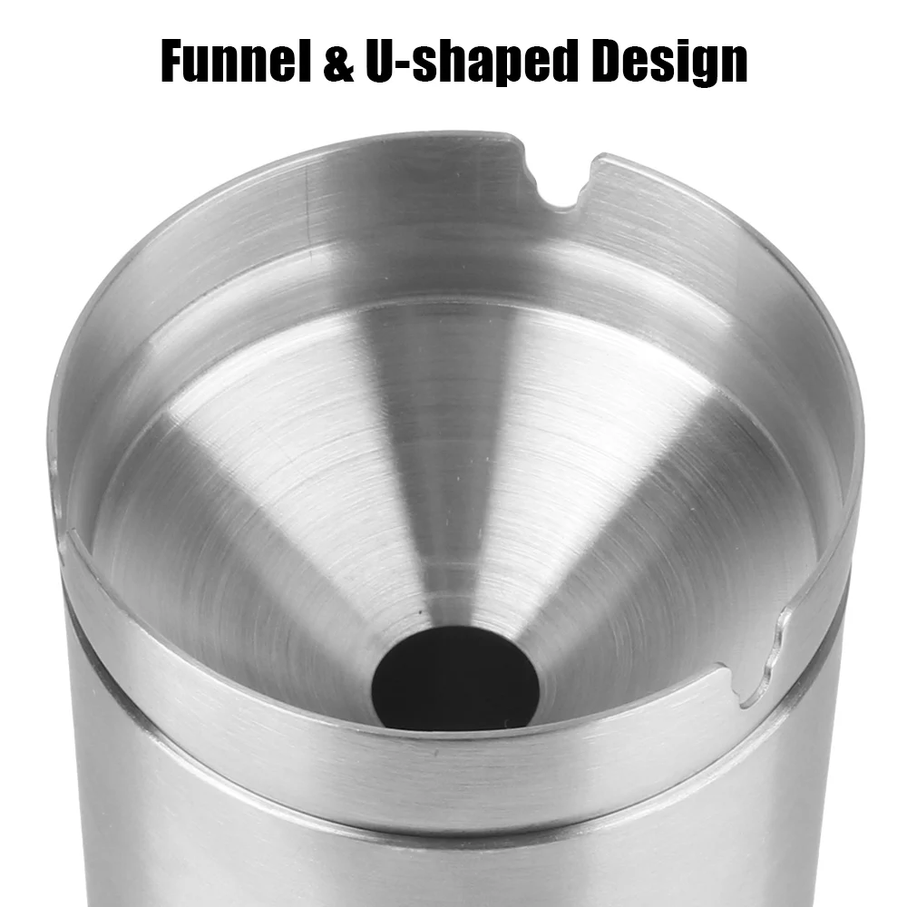 Stainless Steel Ashtray Detachable With Lid Windproof Home Car Holder