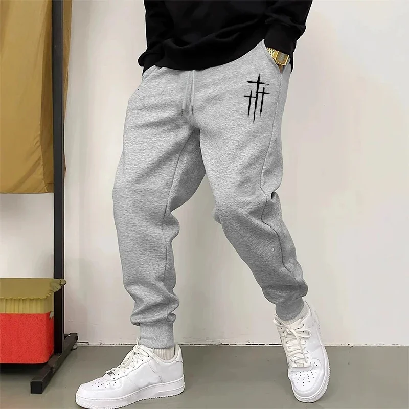 Jesus Cross Printed Men's Sweatpants 2026 Hot Sale Casual Sports Trousers Male Home Outdoor Comfort Soft Verstile Jogging Pants