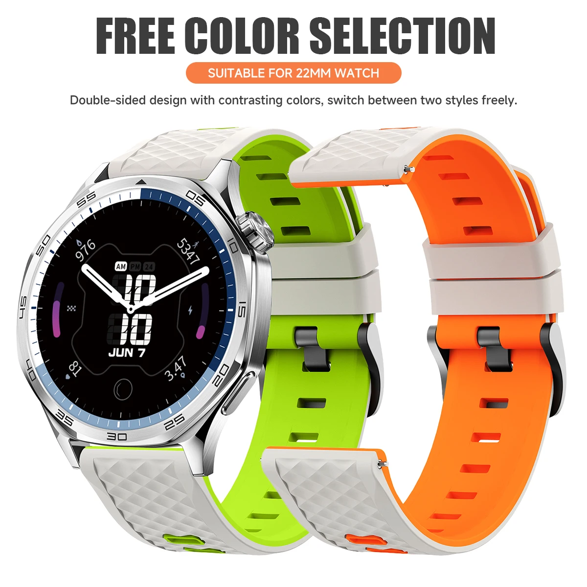 Silicone Sports Strap Band - 22mm Universal Bracelet