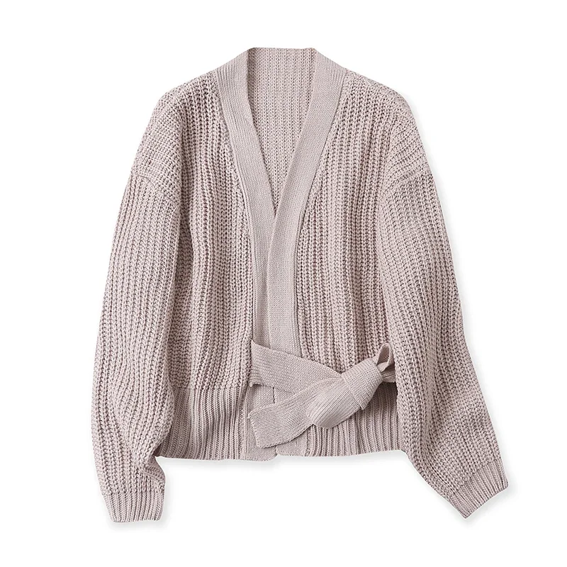 

A2 Sweater Cardigan Fashion Wide Loose Bottom Strap Long Sleeve Coat 13029