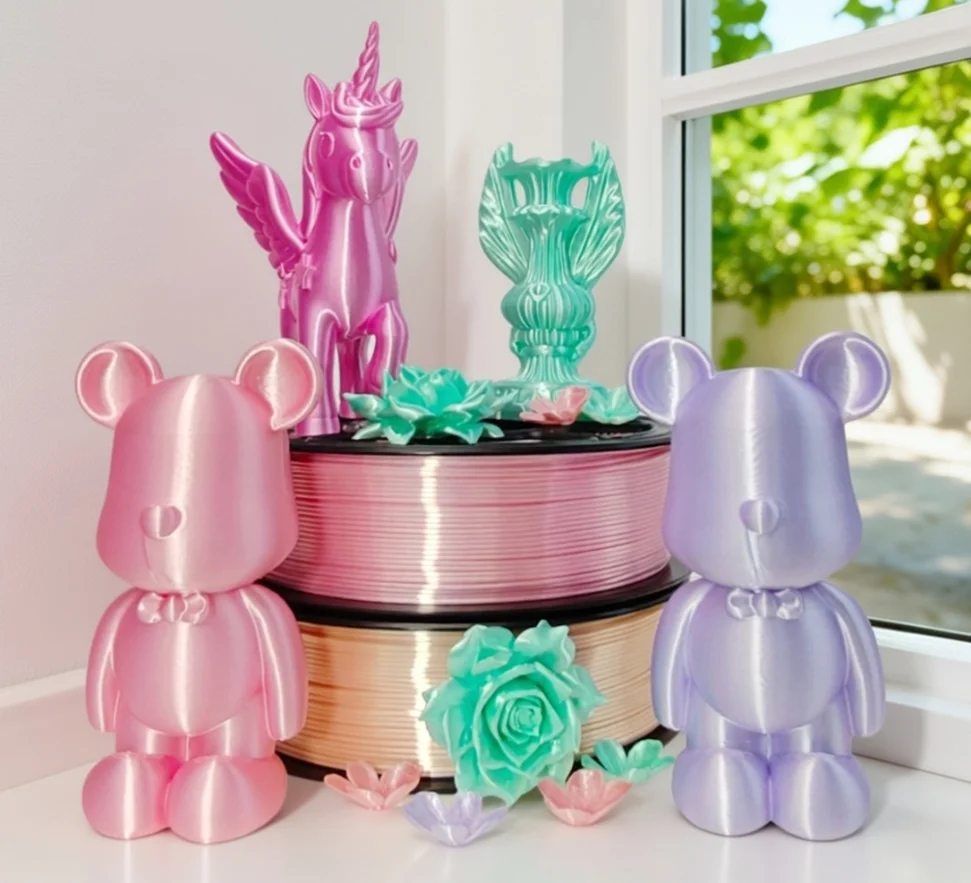 도매 1KG 실크 PLA 필라멘트 1.75mm 샤이니 블루 골드 핑크 청록색 퍼플 3D 프린팅 재료 (밤부랩, 크리얼리티, 엔더 3 호환)