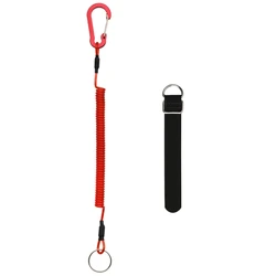 Durable Coiled Fishing Lanyards with Retractable Rod Tie Belt and Metal Carabiner (Red 2pcs set)