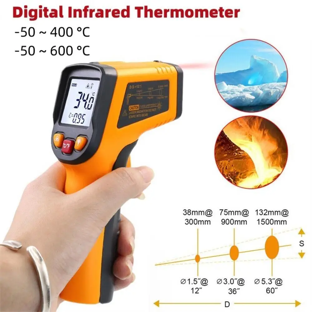 Digital-Infrared-Thermometer-50-600-C-Non-Contact-Pyrometer-Laser ...