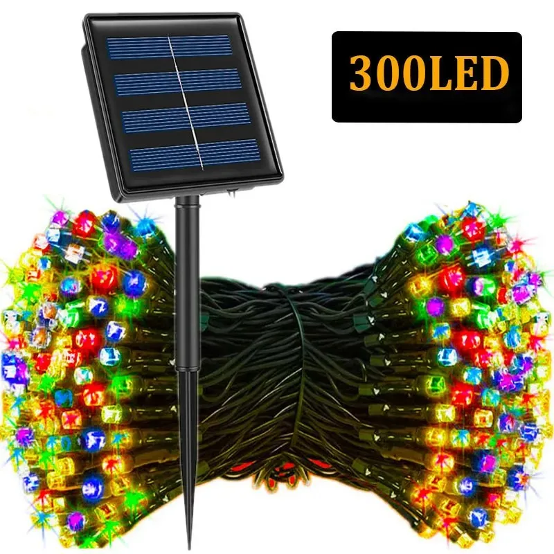 solar light string color multi mode decoration outdoor party christmas tree led light string remote control camping waterproof 330LED Outdoor Led Solar String Lights Fairy Light Solar Powered Garland Lights 8 Mode 33m Garden Wedding Decoration Waterproof