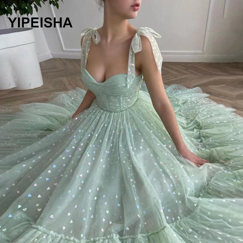 Vestidos graduación verde menta 2021, lazos atados, Corazón, Midi, con bolsillos, para fiesta de boda|Vestidos de cóctel| - AliExpress