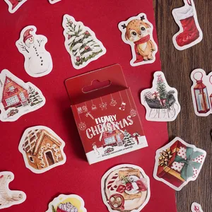 46 pcs Vintage Christmas Stickers Retro Santa Stickers for Scrapbooking Christmas Decorations Envelopes Gifts