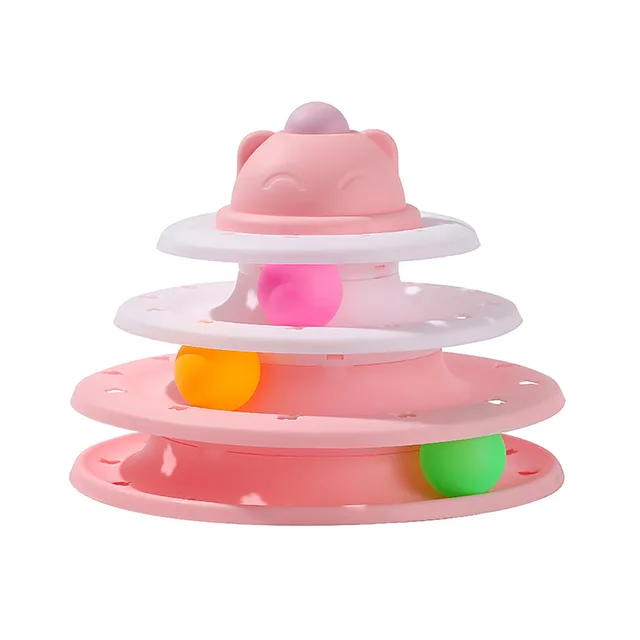 4 Levels Cat Toy Tower Turntable Roller Balls Toys Interactive Intelligence Training Track Puzzle Funny Games Accessories 4