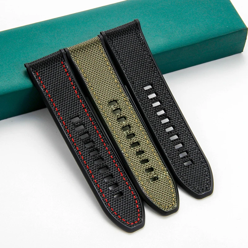 Diesel Officer Series Smooth Finish Comfort Strap in Black Army Green - 26mm