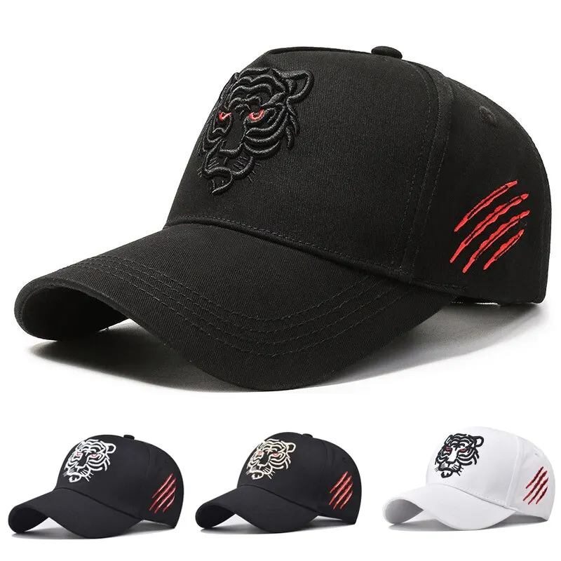 Sommar Fritid Trucker Kepsar Bomull Tiger Broderi Baseball Keps Herr Kvinnor Hip Hop Hatt Unisex Snapback Hattar Gorras_voghion.com