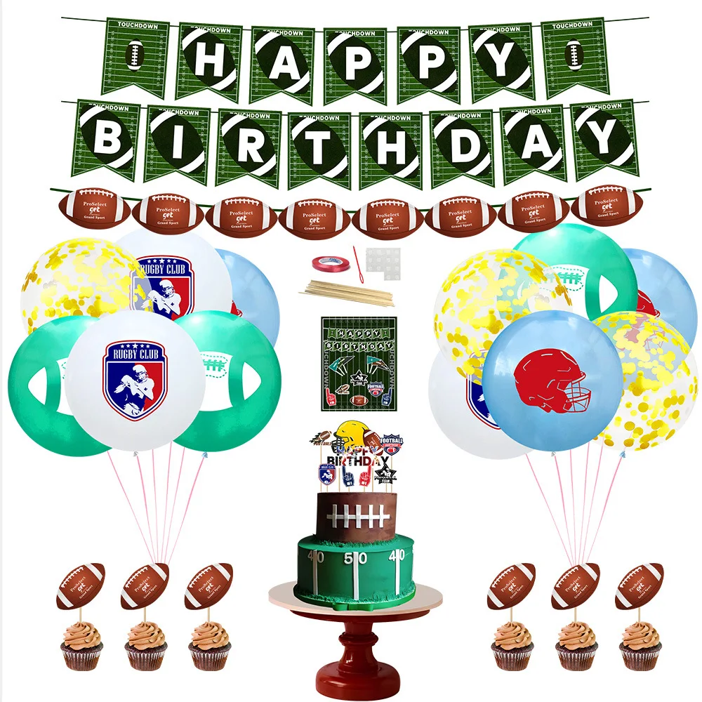 

Rugby theme party birthday festival supplies scene layout sports balloon decoration accessories supplies set