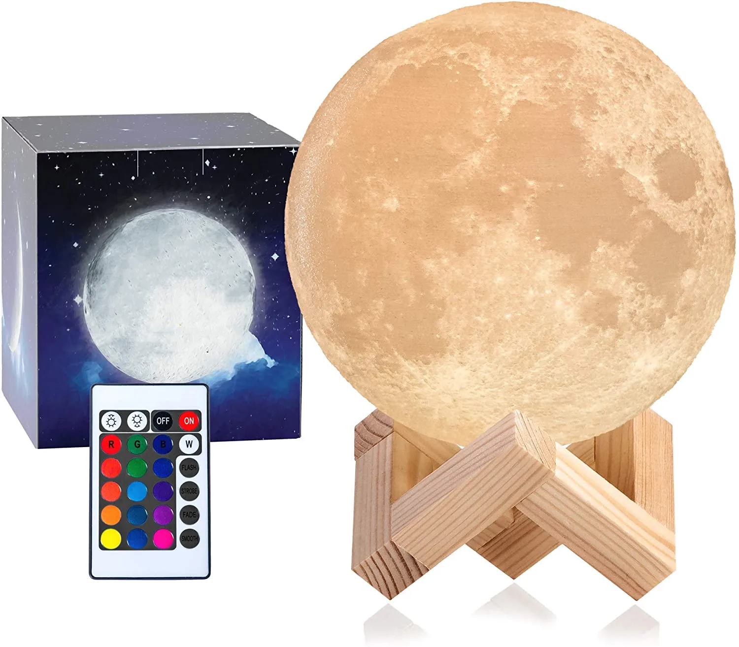 

Creative 3D Moon Lamp Rechargeable Nursery Night Light with 16 LED Colors for Home Decore