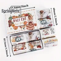 4Pcs/Set Matte Lady PET Washi Tape Pre-Cut Autumn Pumpkin Masking Tape for Stickers Scrapbooking Journal Collage Material 2