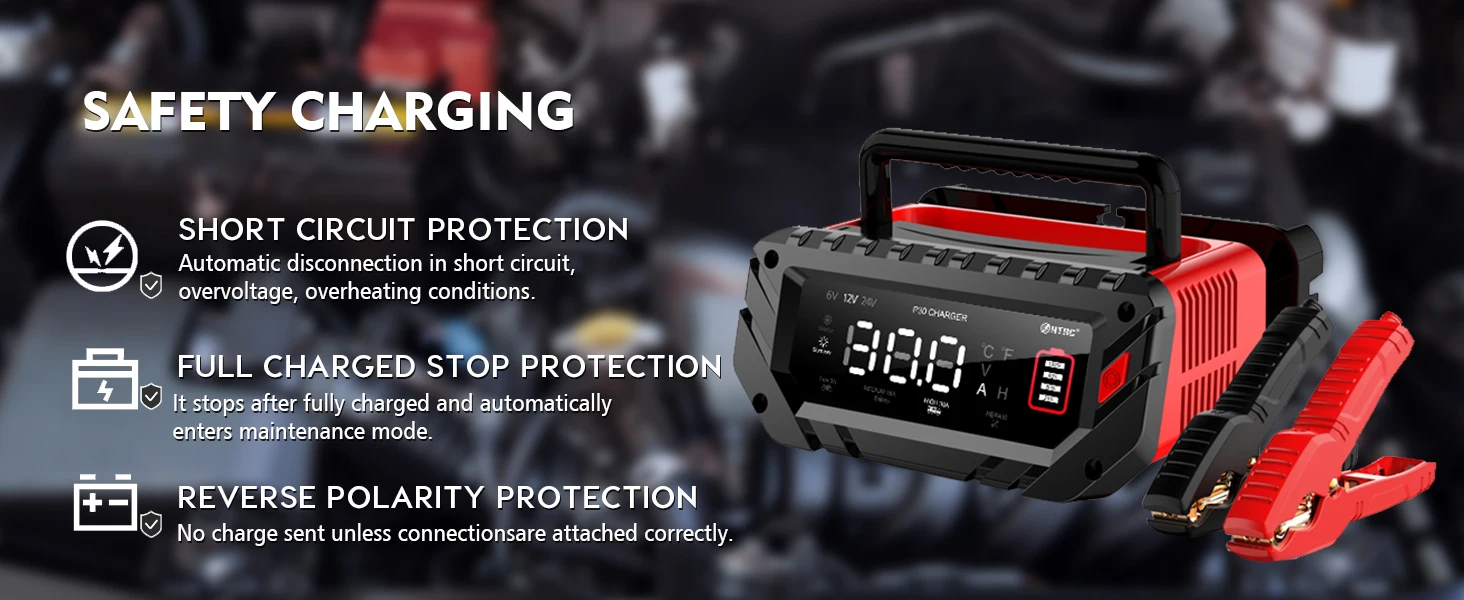30A/26A/20A 12V 24V Automatic Battery Charger Pulse Repair Maintainer for ATV Tr