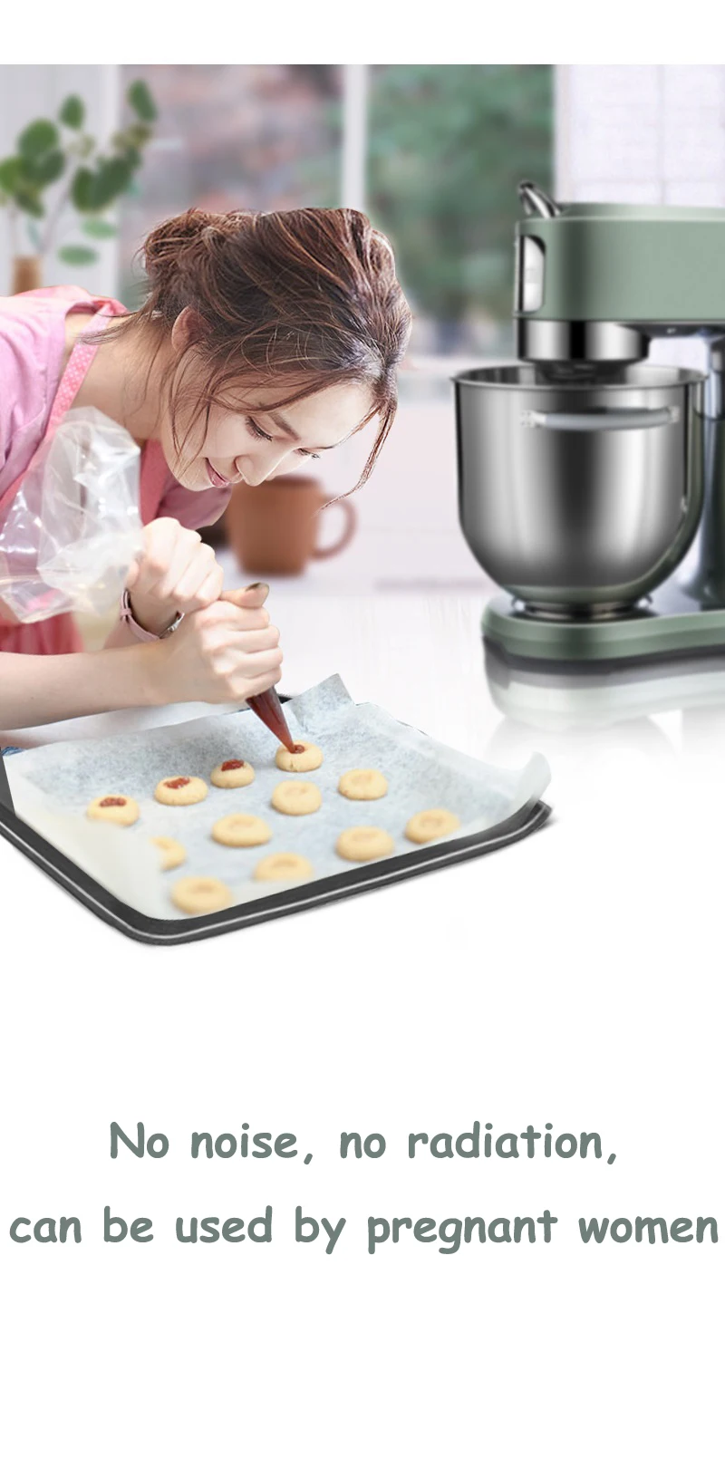 X7 Tilt-Head Electric Stand Mixer Professional Grade Chef Machine 7L 800W 304 Stainless Steel Frequency conversion  With 9 Gears