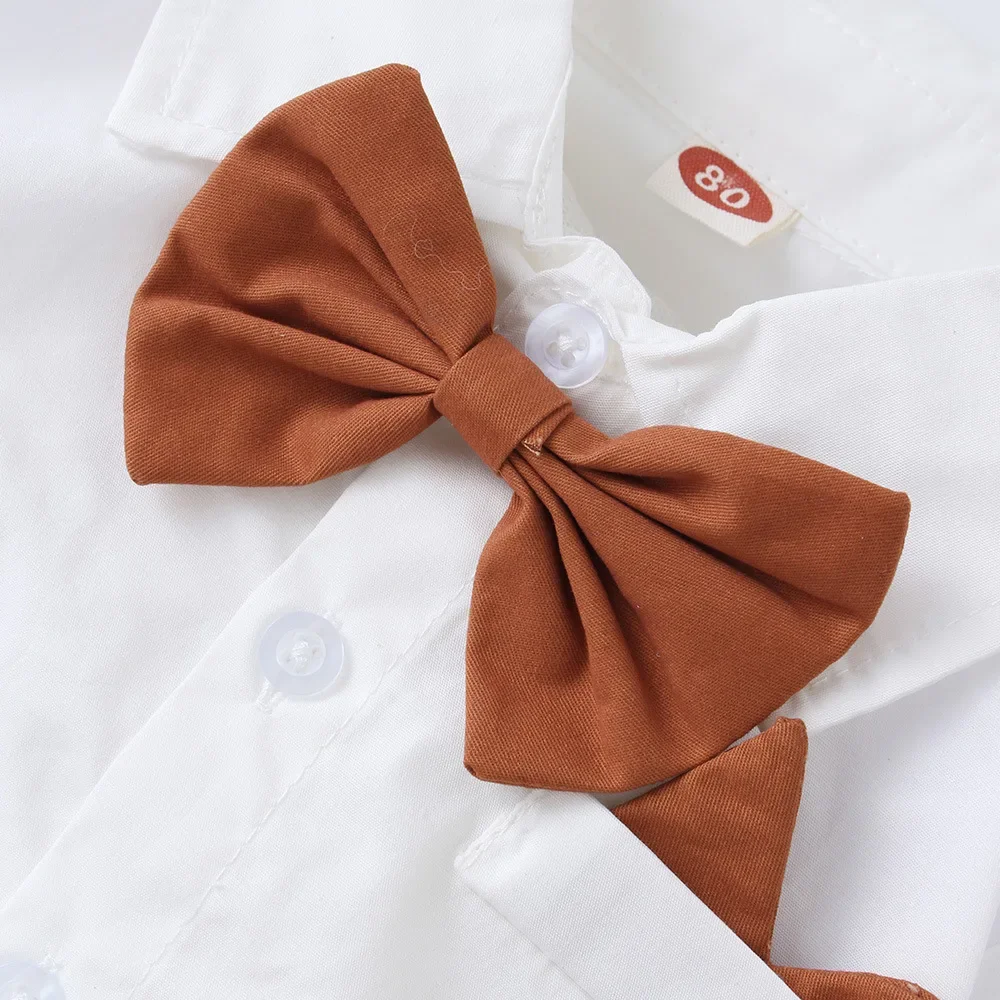 Cross-Border New Spring Autumn Children's Clothing Boys Long Sleeve Shirt Gentleman's Formal Performance Top with Bow Tie