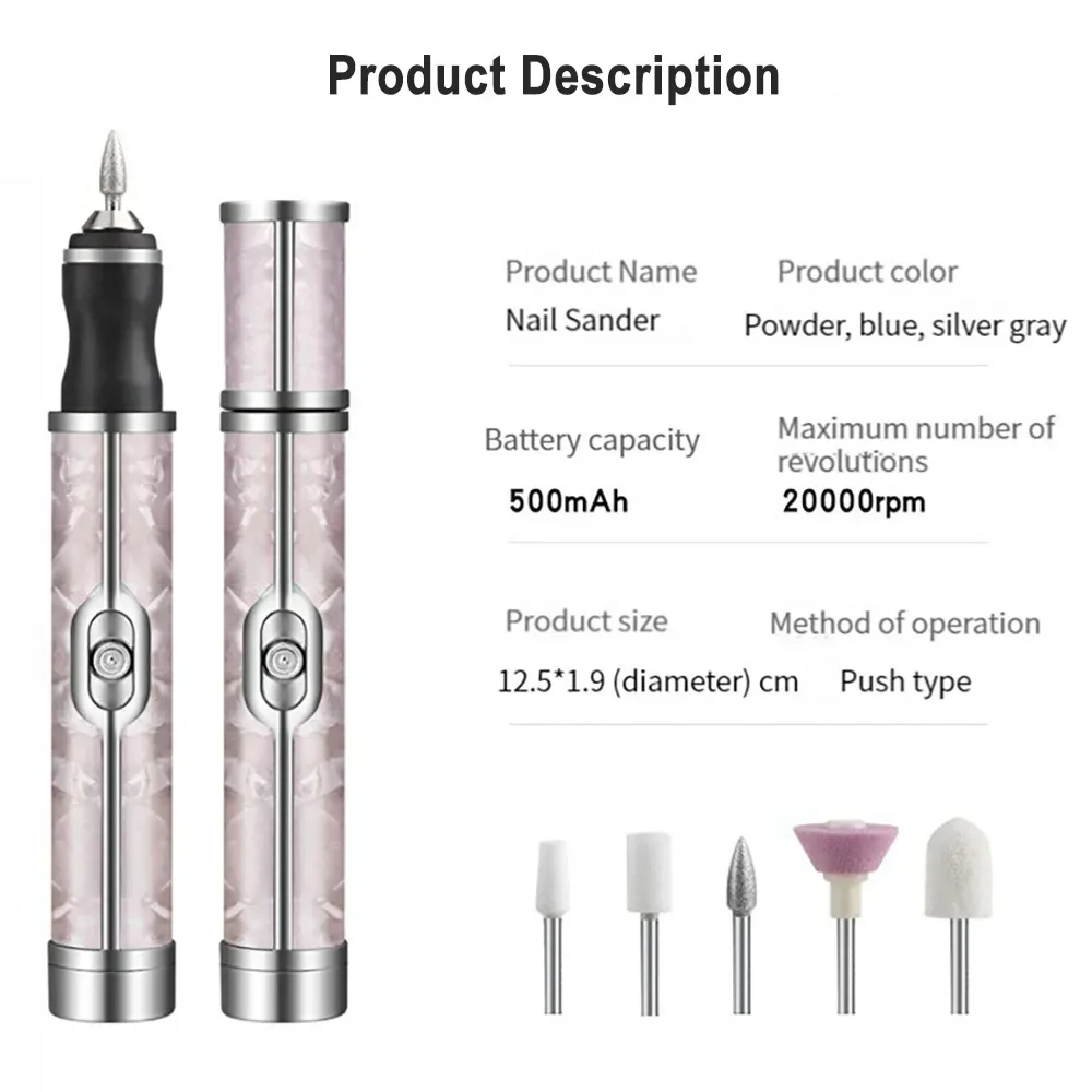 20000rpm Electric Nail Drill Sander Nail Manicure Machine Mill Grinder Pen Milling Cutter Set For Gel Polish Removing Tool 6