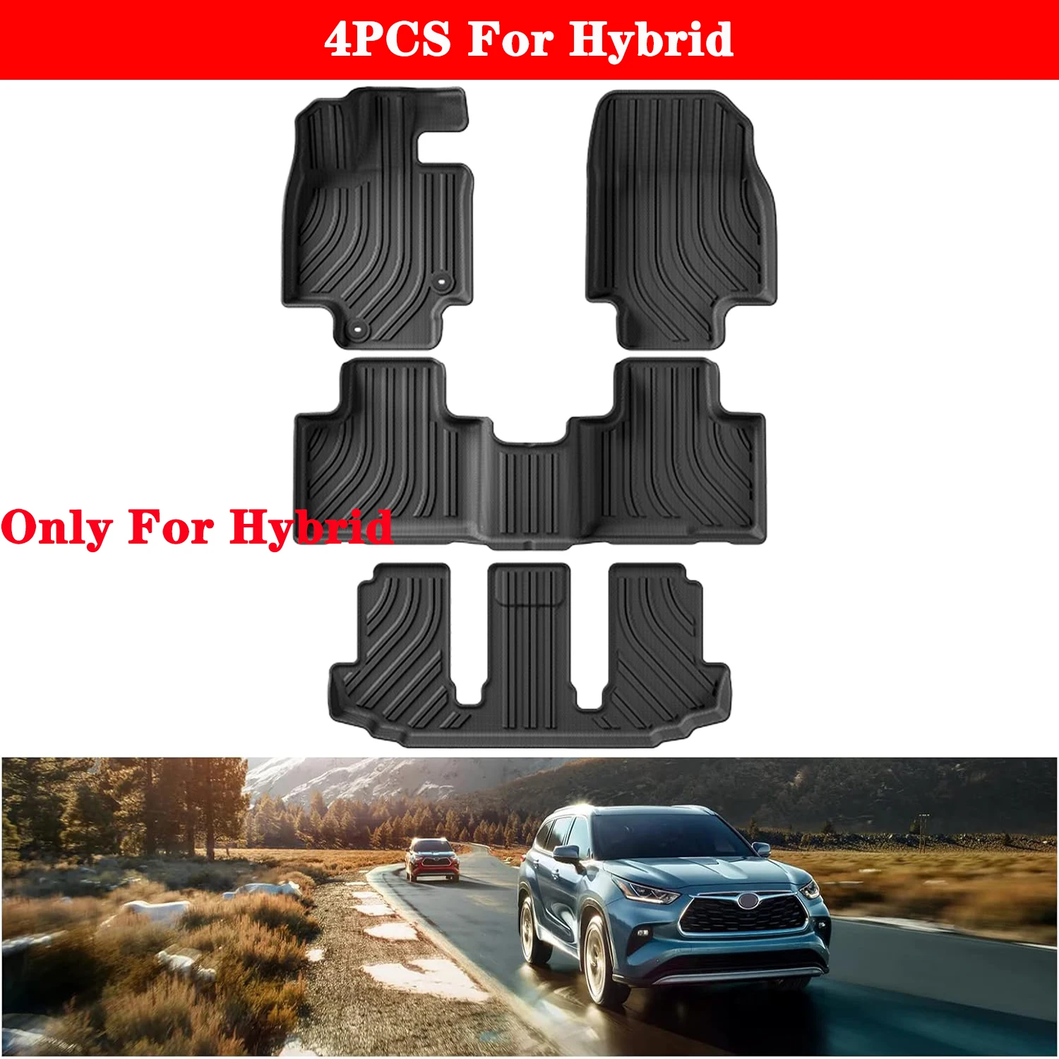 Cartist All-Weather Floor Mats & Cargo Liner Set For Toyota Highlander 2020-2026 7-Seater (Non-Hybrid)