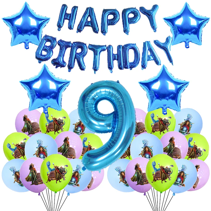 thumbnail image 1 of Decoraciones de fiesta de cumpleaños de Raya y el último Dragón, pancarta de fondo personalizada, decoración de fiesta de Baby Shower, vajilla, 10 personas, 1 of 5