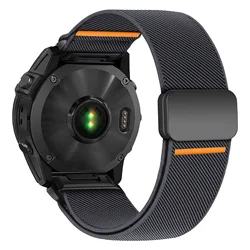 Enhanced Magnetic Nylon Bracelet - Quick Fit Strap, 26/22mm Adjustable Band - QuickFit 22mm (Deep gray)
